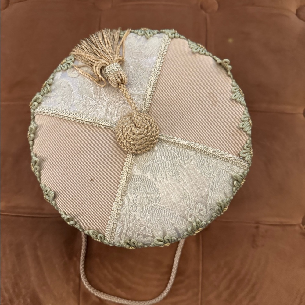 Others Follow Cream and Green Brooch with Ornate Detailing